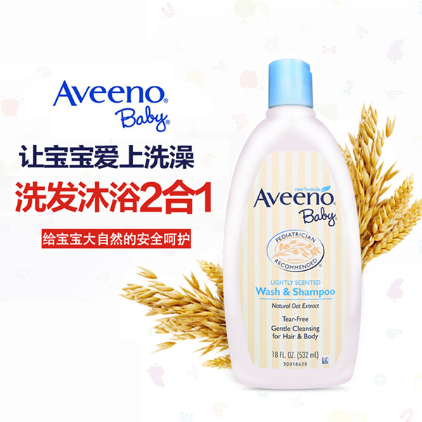 美国Aveeno艾维诺燕麦婴儿洗发水沐浴露二合一532ml