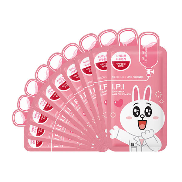 韩国可莱丝MEDIHEAL卡通小动物面膜贴美白润泽粉色10片