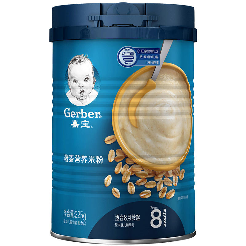 美国嘉宝米粉3段 燕麦营养米粉米糊 225g