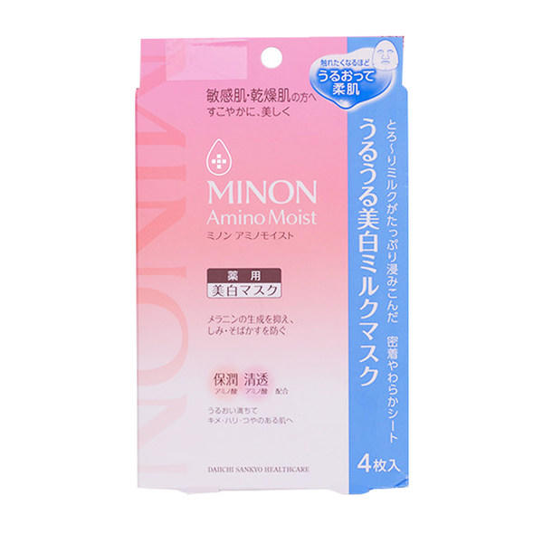 日本MINON蜜浓氨基酸面膜美白保湿4片装